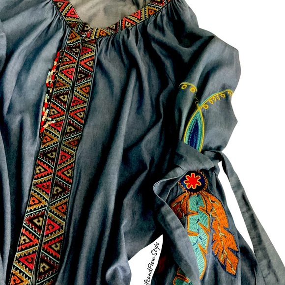 NWOT | BOHEMIAN | BEACH COVER UP | FABRIC SOFT JEANS | SIZE ALL FIT - Picture 15 of 16